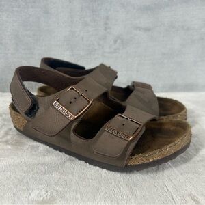 Birkenstock Youth Roma Brown Mocha Sandals Birkibuc Buckle Big Kids Size 12 / 30
